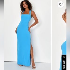Glamorous Dedication Blue Sleeveless Column Maxi Dress